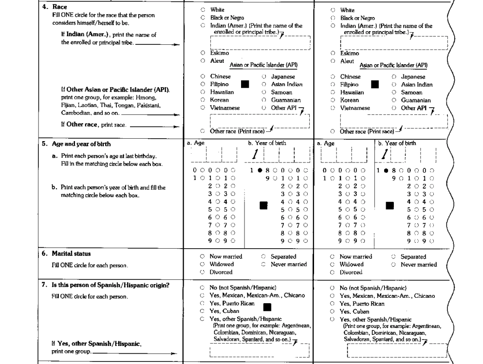 A 1990 census questionnaire. Census Bureau.